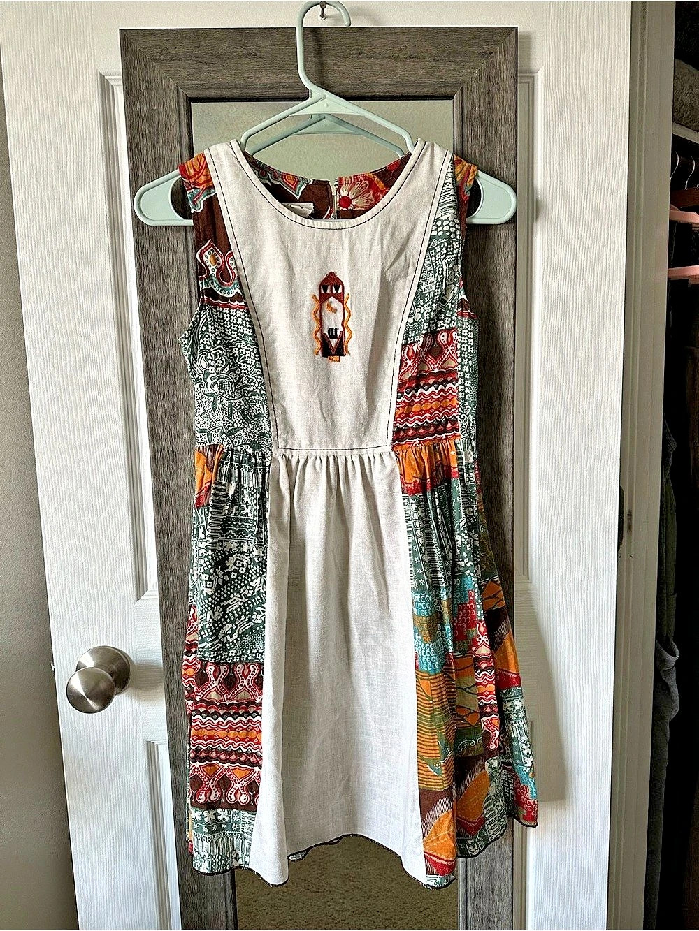 Bee Mine Patchwork Maxi Dress in Green & Red Size Medium